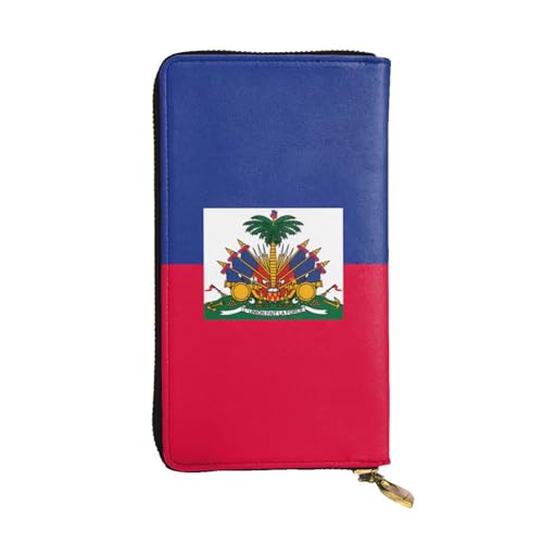 YYHHAOFA Lange Clutch aus Leder mit Haitianischer Flagge: bequem, leicht, wasserdicht, langlebig, 19 x 10,5 cm, Schwarz, Einheitsgröße, Schwarz , Einheitsgröße von YYHHAOFA