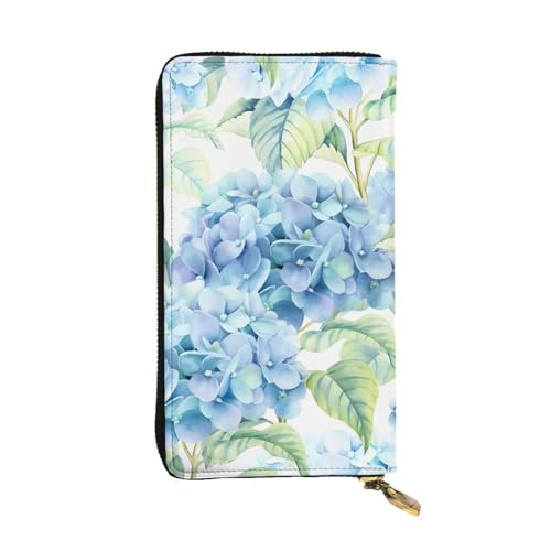 YYHHAOFA Lange Clutch aus Leder mit Hortensien-Aquarellmuster: bequem, leicht, wasserdicht, langlebig, 19 x 10,5 cm, Schwarz, Einheitsgröße von YYHHAOFA