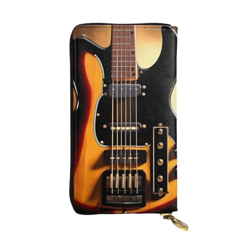 YYHHAOFA Lange Clutch aus Leder mit Instrumentengitarre-Stempel: bequem, leicht, wasserdicht, langlebig, 19 x 10,5 cm, Schwarz, Einheitsgröße, Schwarz , Einheitsgröße von YYHHAOFA
