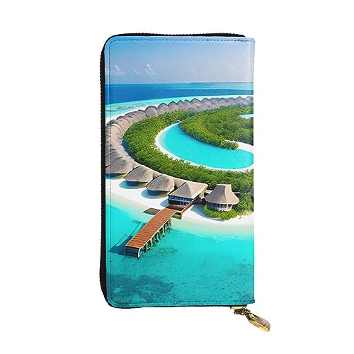 YYHHAOFA Lange Clutch aus Leder mit Malediven-Aufdruck: bequem, leicht, wasserdicht, langlebig, 19 x 10,5 cm, Schwarz, Einheitsgröße, Schwarz , Einheitsgröße von YYHHAOFA