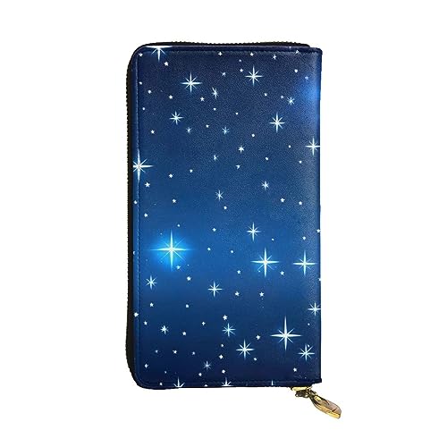 YYHHAOFA Lange Clutch aus Leder mit blauem Sternmuster: bequem, leicht, wasserdicht, langlebig, 19 x 10,5 cm, Schwarz, Einheitsgröße, Schwarz , Einheitsgröße von YYHHAOFA