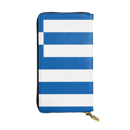 YYHHAOFA Lange Clutch aus Leder mit griechischer Flagge: bequem, leicht, wasserdicht, langlebig, 19 x 10,5 cm, Schwarz, Einheitsgröße, Schwarz , Einheitsgröße von YYHHAOFA