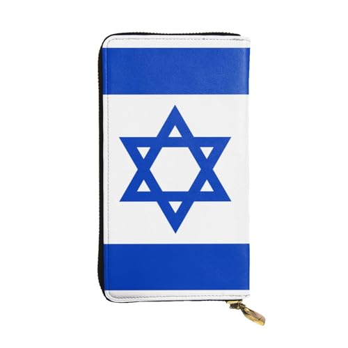 YYHHAOFA Lange Clutch aus Leder mit israelischer Flagge: bequem, leicht, wasserdicht, langlebig, 19 x 10,5 cm, Schwarz, Einheitsgröße, Schwarz , Einheitsgröße von YYHHAOFA