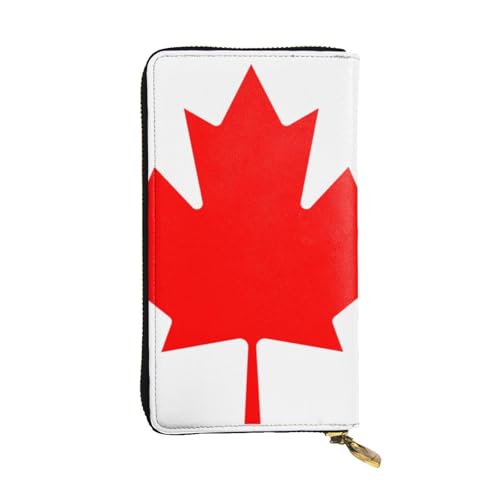 YYHHAOFA Lange Clutch aus Leder mit kanadischer Flagge: bequem, leicht, wasserdicht, langlebig, 19 x 10,5 cm, Schwarz, Einheitsgröße, Schwarz , Einheitsgröße von YYHHAOFA
