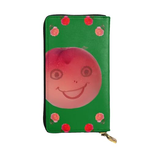 YYHHAOFA Lange Clutch aus Leder mit lächelndem roten Pfirsichmuster: bequem, leicht, wasserdicht, langlebig, 19 x 10,5 cm, Schwarz, Einheitsgröße von YYHHAOFA
