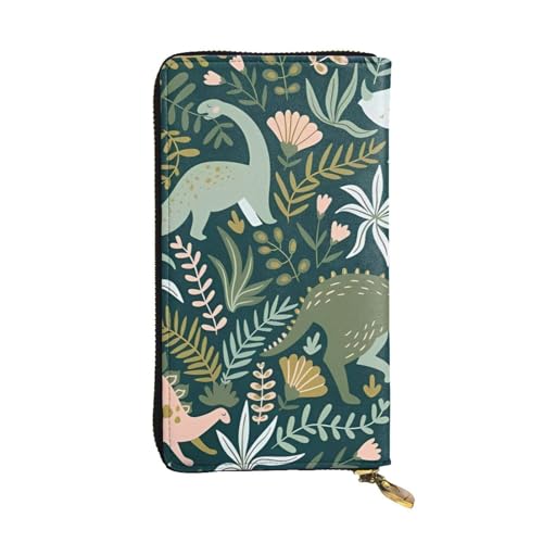 YYHHAOFA Lange Clutch aus Leder mit niedlichem Dinosaurier-Bild: bequem, leicht, wasserdicht, langlebig, 19 x 10,5 cm, Schwarz, Einheitsgröße von YYHHAOFA