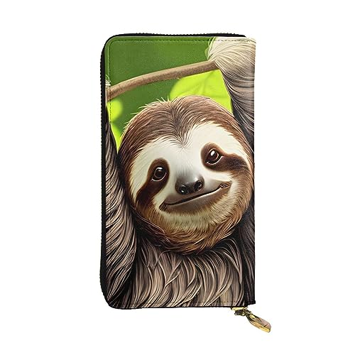 YYHHAOFA Lange Clutch aus Leder mit niedlichem Faultier-Aufdruck: bequem, leicht, modisch, langlebig, 19 x 10,5 cm, Schwarz , Einheitsgröße von YYHHAOFA