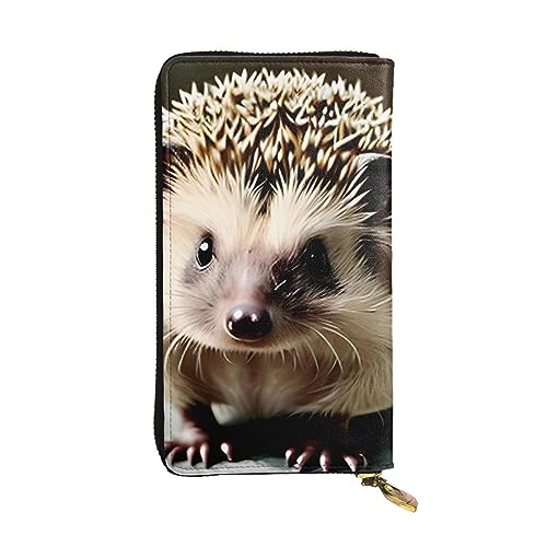 YYHHAOFA Lange Clutch aus Leder mit niedlichem Igel-Stempel: bequem, leicht, wasserdicht, langlebig, 19 x 10,5 cm, Schwarz, Einheitsgröße, Schwarz , Einheitsgröße von YYHHAOFA