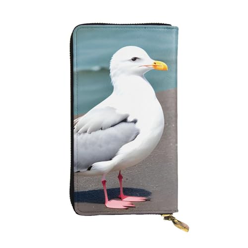 YYHHAOFA Lange Clutch aus Leder mit niedlichem Möwen-Aufdruck: bequem, leicht, modisch, langlebig, 19 x 10,5 cm, Schwarz , Einheitsgröße von YYHHAOFA