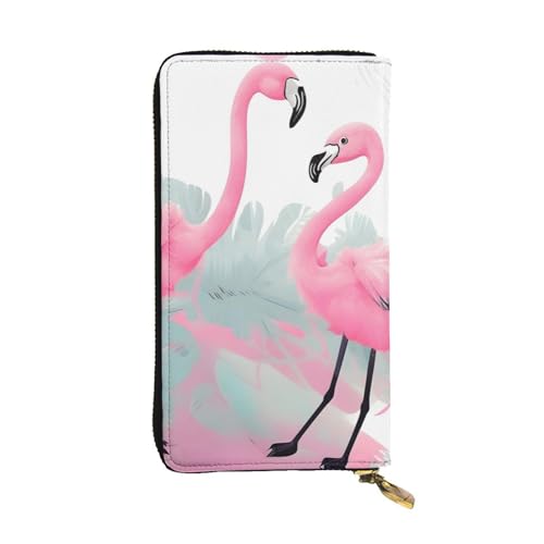 YYHHAOFA Lange Clutch aus Leder mit pinkem Flamingo-Aufdruck: bequem, leicht, wasserdicht, langlebig, 19 x 10,5 cm, Schwarz, Einheitsgröße, Schwarz , Einheitsgröße von YYHHAOFA