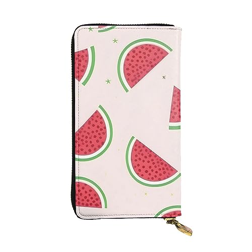 YYHHAOFA Lange Clutch aus Leder mit rosa Wassermelonen-Aufdruck: bequem, leicht, wasserdicht, langlebig, 19 x 10,5 cm, Schwarz, Einheitsgröße, Schwarz , Einheitsgröße von YYHHAOFA