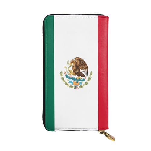YYHHAOFA Lange Clutch mit Flagge von Mexiko, Leder, bequem, leicht, wasserdicht, langlebig, 19 x 10,5 cm, Schwarz, Einheitsgröße, Schwarz , Einheitsgröße von YYHHAOFA