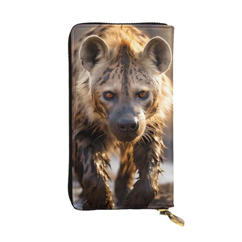 YYHHAOFA Lone Hyena Damen Clutch aus Leder, lang, bequem, leicht, wasserdicht, langlebig, 19 x 10,5 cm, Schwarz, Einheitsgröße, Schwarz , Einheitsgröße von YYHHAOFA