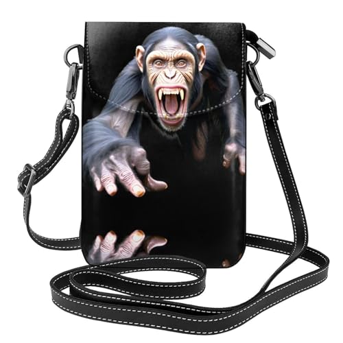 YYHHAOFA Manic Gorilla-Muster, kleine Leder-Umhängetasche, Flip-Handytasche, wasserdicht und langlebig von YYHHAOFA
