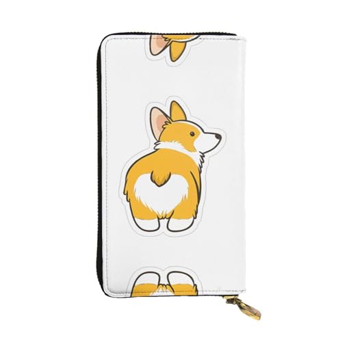 YYHHAOFA Niedliche Corgi Butt Prints lange Clutch aus Leder: bequem, leicht, wasserdicht, langlebig, 19 x 10,5 cm, Schwarz, Einheitsgröße von YYHHAOFA