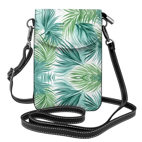 YYHHAOFA Ocean Sea Beach Palm Leaves Pattern Small Leather Women'S Crossbody Flip Phone Bag, Waterproof And Durable von YYHHAOFA