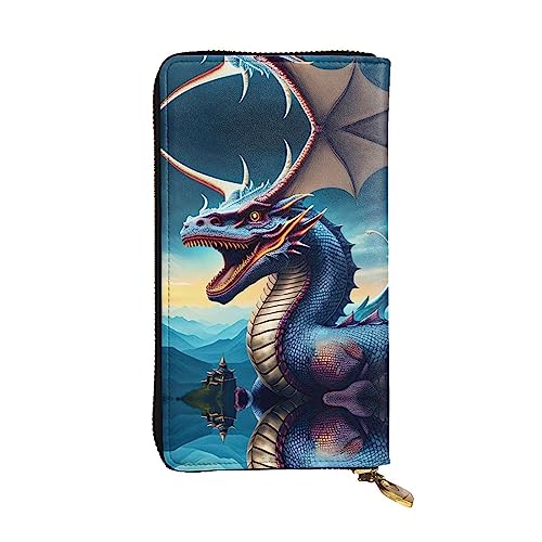 YYHHAOFA Roaring Dragon Prints Leder-Clutch-Geldbörse, lang, bequem, leicht, wasserdicht, langlebig, 19 x 10,5 cm, Schwarz, Einheitsgröße von YYHHAOFA