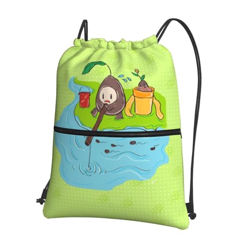 YYHHAOFA Rucksack mit Sonnenblumenkern-Angelmuster, Outdoor-Freizeit-Reißverschluss, Kordelzug-Rucksack: wasserdicht, stark, leicht, 45,7 x 38,9 cm, Schwarz, Einheitsgröße von YYHHAOFA