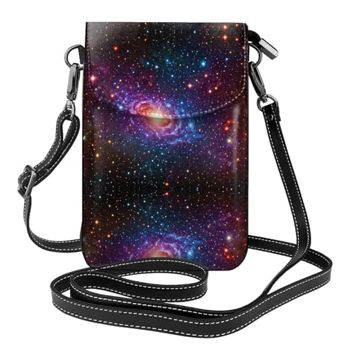 YYHHAOFA Spinning Stars Pattern Kleine Leder Damen Crossbody Flip Phone Tasche, wasserdicht und langlebig von YYHHAOFA