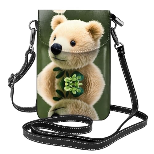 YYHHAOFA Sprout Kleine Leder-Umhängetasche für Damen, Bärenmuster, wasserdicht und langlebig von YYHHAOFA