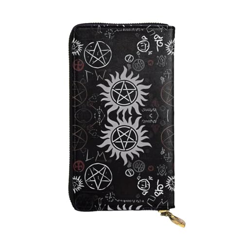 YYHHAOFA Supernatural Symbols Clutch-Geldbörse, Leder, lang, bequem, leicht, modisch, langlebig, 19 x 10,5 cm, Schwarz, Schwarz , Einheitsgröße von YYHHAOFA