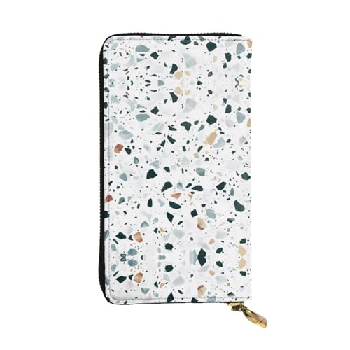 YYHHAOFA Terrazzo Clutch aus Leder, lang, Marmor-Optik, Pastell-Aufdruck: bequem, leicht, modisch, langlebig, 19 x 10,5 cm, Schwarz , Einheitsgröße von YYHHAOFA