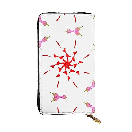 YYHHAOFA The Budding And Turning Flower Pattern Leather Long Clutch Wallet : 7.48x4.13 Inch Comfortable Lightweight Waterproof Durable Nice, Schwarz, Einheitsgröße von YYHHAOFA