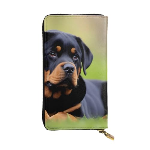 YYHHAOFA rottweiler Tapetenstempel Leder lange Clutch-Geldbörse: bequem, leicht, wasserdicht, langlebig, 19 x 10,5 cm, Schwarz, Einheitsgröße, Schwarz , Einheitsgröße von YYHHAOFA