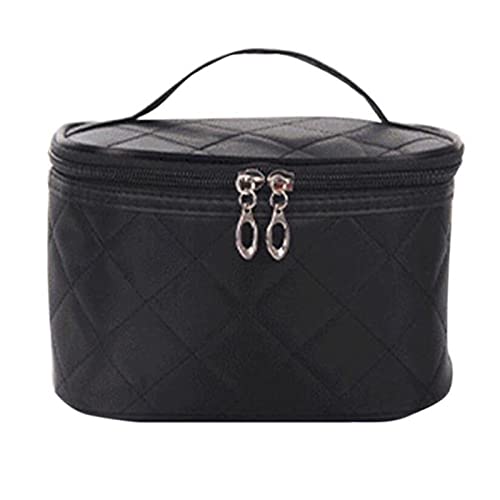 Kosmetiktasche, weiblich, gesteppt, professionelle Kosmetiktasche, Damen-Kapazität, Aufbewahrung, Handtasche, Reise-Make-up-Tasche (Farbe: Schwarz) von YYHHJUYG