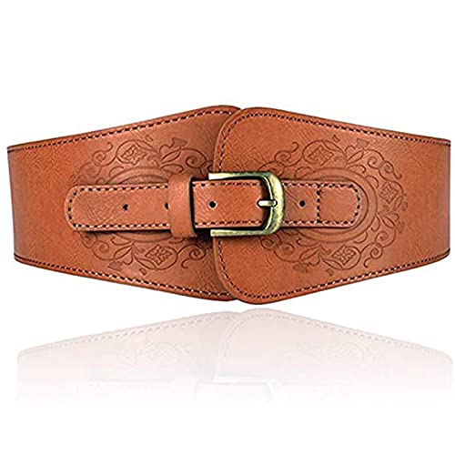 Miss Callory Korsett Cinch Gürtel Elastischer Stretchgürtel Damenmode Breiter Taillengürtel, Braun von YYHJM