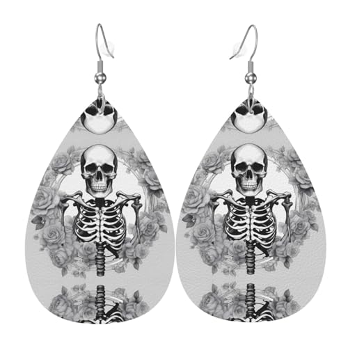 Goth Beauty Girl Muster Tropfenohrringe Anhänger 2 Stück Stilvoll und leicht leicht baumeln für Frauen Mädchen Einheitsgröße Leder ohne Edelstein von YYHWHJDE