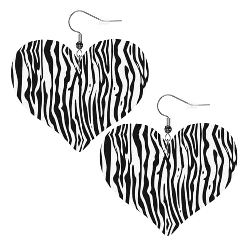 Ohrhänger mit Zebra-Druck, 2 Stück, stilvoll und schön, leicht, baumelnd für Frauen und Mädchen, Einheitsgröße, Leder von YYHWHJDE