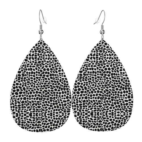 Schwarze Leopardenmuster Tropfenohrringe Anhänger 2 Stück Stilvoll und leicht leicht baumeln für Frauen Mädchen Einheitsgröße Leder ohne Edelstein von YYHWHJDE