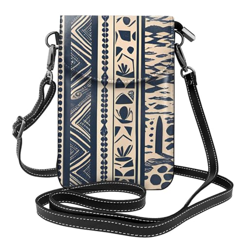 YYHWHJDE Afrikanische Völker Illustration Bild Damen Handy mit Leder Vorhaut Crossbody Flip Cover Kleiner Verstellbarer Schultergurt von YYHWHJDE