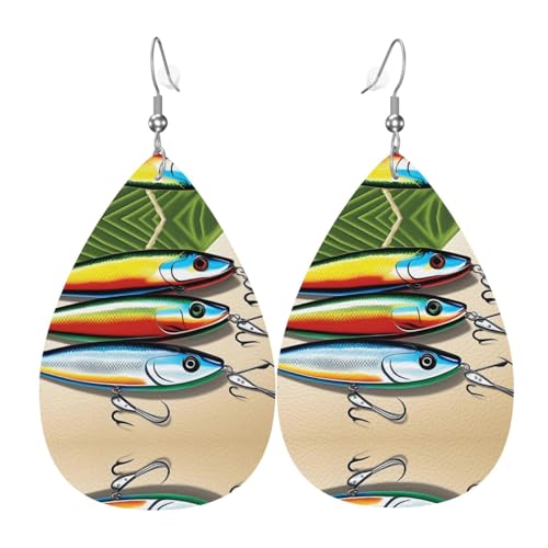 YYHWHJDE Angelköder Bild Tropfenohrringe Anhänger 2 Stück stilvoll und leicht leicht baumeln für Frauen Mädchen Einheitsgröße Leder ohne Edelstein weiß von YYHWHJDE