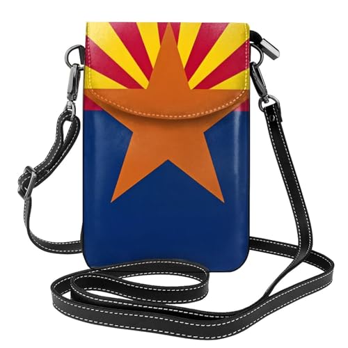 YYHWHJDE Arizona Flag Picture Damen Handy mit Leder Vorhaut Crossbody Flip Cover Kleiner Verstellbarer Schultergurt von YYHWHJDE