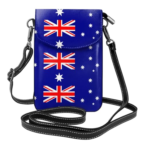 YYHWHJDE Australische Flagge Bild Damen Handy mit Leder Vorhaut Crossbody Flip Cover Kleiner Verstellbarer Schultergurt von YYHWHJDE