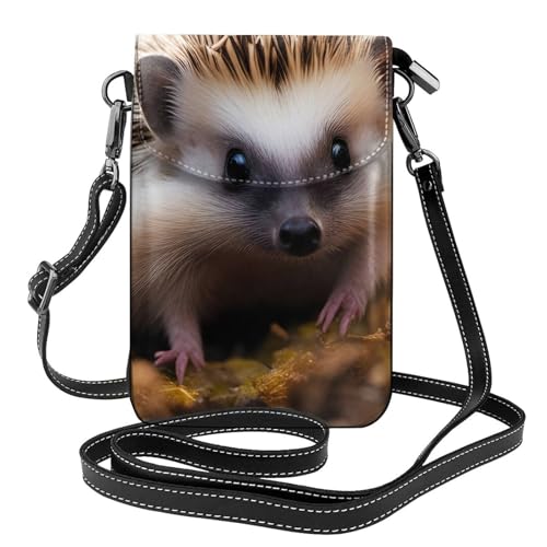YYHWHJDE Baby Igel Bild Damen Handy mit Leder Vorhaut Crossbody Flip Cover Kleiner Verstellbarer Schultergurt von YYHWHJDE