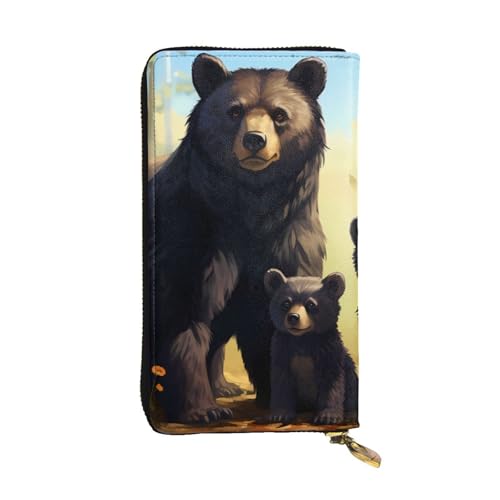 YYHWHJDE Black Bear Family bedruckte lange Clutch-Geldbörse aus Leder, entworfen für modische Mädchen und Frauen, stilvoll und personalisiert, 19 x 10,5 cm, Schwarz, Einheitsgröße, Schwarz , YYHWHJDE Black Bear Family bedruckte lange Clutch-Geldbörse aus Leder, entworfen für modische Mädchen und Frauen, stilvoll und personalisiert, 19 x 10,5 cm, Schwarz, Einheitsgröße, Schwarz , von YYHWHJDE