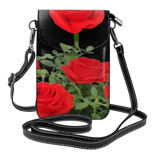 YYHWHJDE Blooming roses Picture Damen Handy mit Leder Vorhaut Crossbody Flip Cover Kleiner Verstellbarer Schultergurt von YYHWHJDE