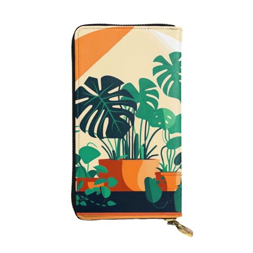 YYHWHJDE Cartoon Turtle Back Bamboo Printed Quality Leather Long Clutch Wallet Designed for Fashion Girls and Women Stylish 19.0 cm x 10.5 cm, Schwarz , Einheitsgröße von YYHWHJDE