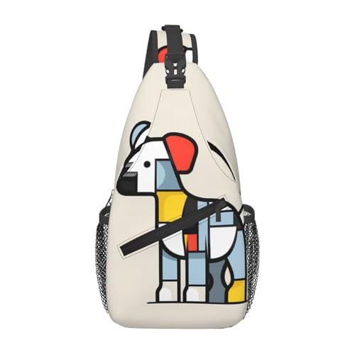 YYHWHJDE Cross-Brusttasche, diagonal, hochwertig, langlebig und geräumig, Umhängetasche für Damen und Herren, Mondrian Abstraktionismus, Kleintierdruck, Schwarz, Einheitsgröße, Schwarz , Einheitsgröße von YYHWHJDE