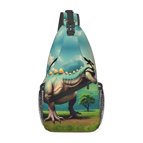 YYHWHJDE Cross-Brusttasche diagonal – hochwertige, langlebige und geräumige Umhängetasche für Damen und Herren, Dinosaurier-Druck, Schwarz, Einheitsgröße, Schwarz , Einheitsgröße von YYHWHJDE