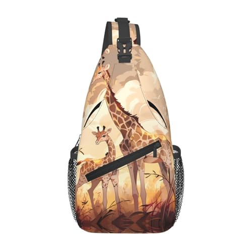 YYHWHJDE Cross-Brusttasche diagonal – hochwertige, langlebige und geräumige Umhängetasche für Damen und Herren, Giraffen-Druck, Schwarz, Einheitsgröße, Schwarz , Einheitsgröße von YYHWHJDE