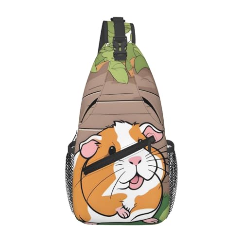 YYHWHJDE Cross-Brusttasche diagonal – hochwertige, langlebige und geräumige Umhängetasche für Damen und Herren, Meerschweinchen, lustiger Druck, Schwarz, Einheitsgröße, Schwarz , Einheitsgröße von YYHWHJDE
