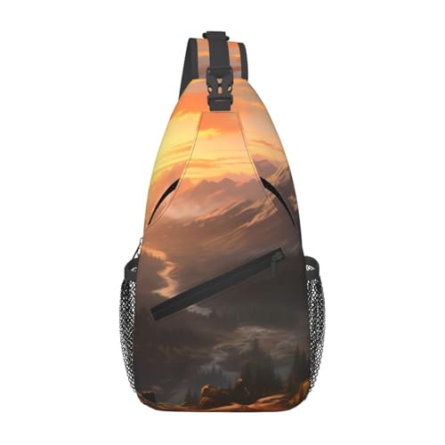 YYHWHJDE Cross-Brusttasche diagonal – hochwertige, langlebige und geräumige Umhängetasche für Damen und Herren, Motiv: Berg-Sonnenaufgang, Schwarz, Einheitsgröße, Schwarz , Einheitsgröße YYHWHJDE Cross-Brusttasche diagonal – hochwertige, langlebige und geräumige Umhängetasche für Damen und Herren, Motiv: Berg-Sonnenaufgang, Schwarz, Einheitsgröße, Schwarz , Einheitsgröße von YYHWHJDE
