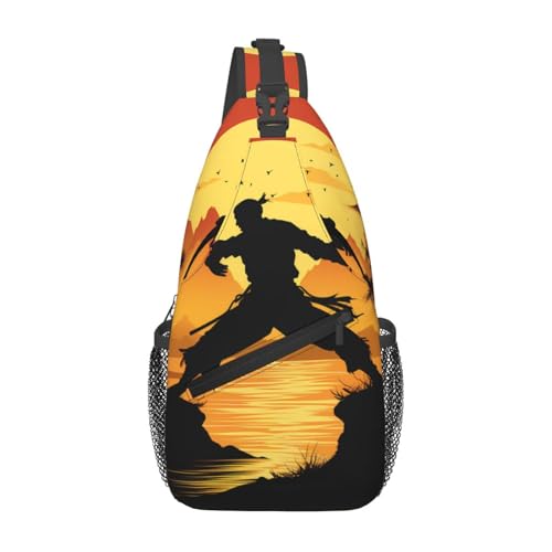 YYHWHJDE Cross-Brusttasche diagonal – hochwertige, langlebige und geräumige Umhängetasche für Damen und Herren, Silhouetten von Kampfsport-Druck, Schwarz, Einheitsgröße, Schwarz , Einheitsgröße von YYHWHJDE