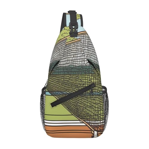YYHWHJDE Cross-Brusttasche diagonal – hochwertige, langlebige und geräumige Umhängetasche für Damen und Herren, Tennisdruck, Schwarz, Einheitsgröße, Schwarz , Einheitsgröße von YYHWHJDE