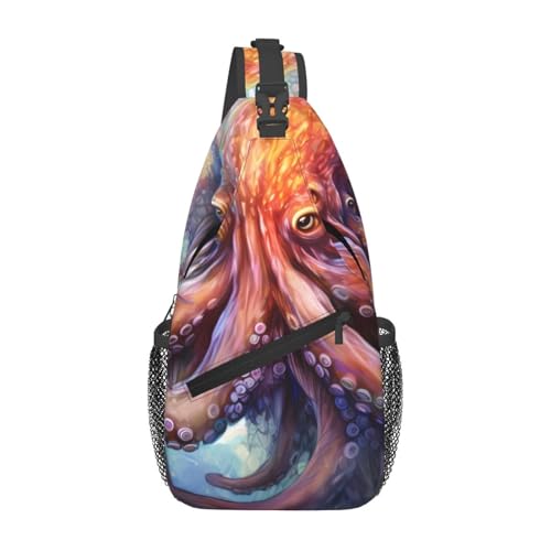 YYHWHJDE Cross-Brusttasche diagonal – hochwertige, langlebige und geräumige Umhängetasche für Damen und Herren, Tintenfisch-Tentakel-Drucke, Schwarz, Einheitsgröße, Schwarz , Einheitsgröße von YYHWHJDE