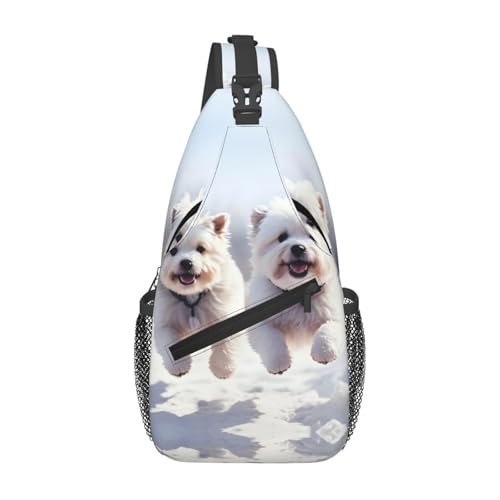 YYHWHJDE Cross-Brusttasche diagonal – hochwertige, langlebige und geräumige Umhängetasche für Männer und Frauen, Laufwelpen-Druck, Schwarz, Einheitsgröße, Schwarz , Einheitsgröße von YYHWHJDE